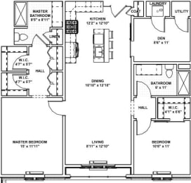  Floor Plan 25 - 2 Bed, 2 Bath, 1 Den