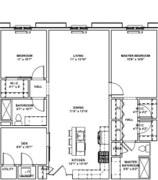  Floor Plan 20+  -  2 Bed, 2 Bath, 1 Den