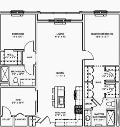  Floor Plan 4 - 2 Bed, 2 Bath, 1 Den