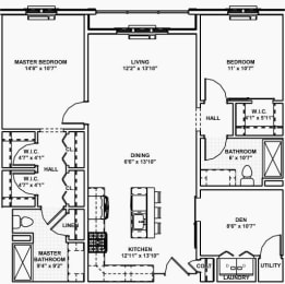  Floor Plan 5 - 2 Bed, 2 Bath, 1 Den