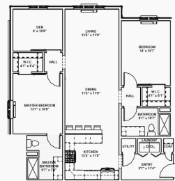 Floor Plan 6 - 2 Bed, 2 Bath, 1 Den