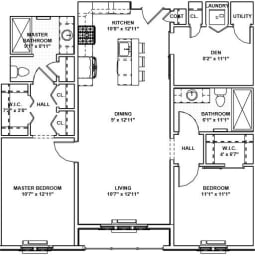  Floor Plan 43 - 2 Bed, 2 Bath, 1 Den