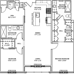  Floor Plan 44 - 2 Bed, 2 Bath, 1 Den