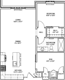  Floor Plan 48 - 1 Bed, 1 Bath, 1 Den