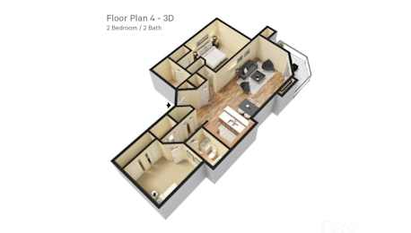  Floor Plan 2 Bedrooms, 2 Bathrooms