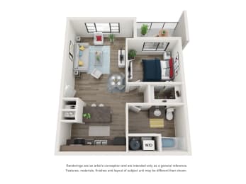 Floor Plan 1 Bedroom, 1 Bathroom