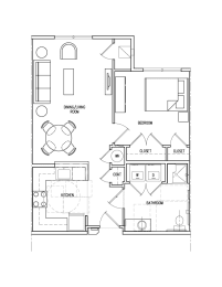  Floor Plan 1 Bedroom 1 Bath
