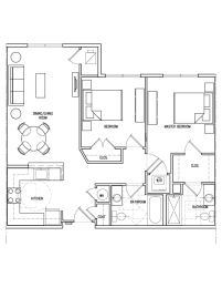  Floor Plan 2 Bedrooms 2 Baths