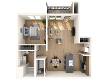  Floor Plan 1 Bedroom, 1 Bathroom