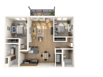  Floor Plan 2 Bedrooms, 2 Bathrooms