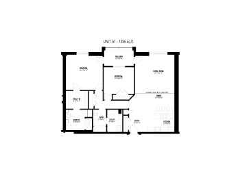  Floor Plan 2 Bed, 2 Bath (Unit A1)