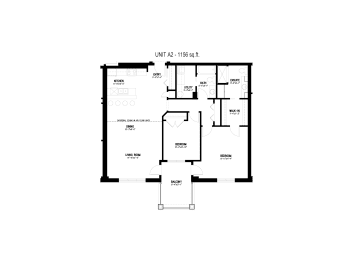  Floor Plan 2 Bed, 2 Bath (Unit A2)