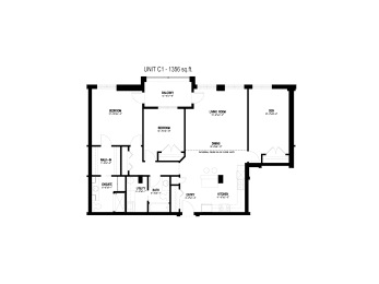  Floor Plan 2 bed, 2 Bath & Bonus Room (Unit C1)
