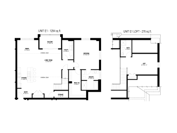  Floor Plan 2 Bed, 2 Bath, Loft & Den (Unit E1)