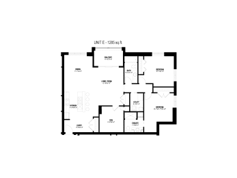  Floor Plan 2 Bed, 2 Bath & Bonus Room (Unit E)