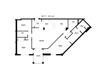  Floor Plan 2 Bed, 2 Bath & Bonus Room (Unit F1)