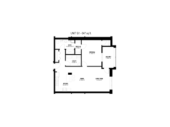  Floor Plan 1 Bed, 1 Bath (Unit G1)