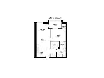  Floor Plan 1 Bed, 1 Bath (Unit G)