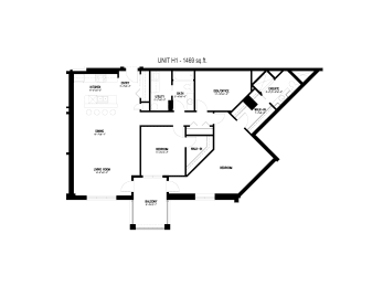  Floor Plan 2 Bed, 2 Bath & Bonus Room (Unit H1)