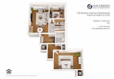  Floor Plan One Bedroom with Den