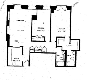  Floor Plan Mass Mills I 2BR/2BA