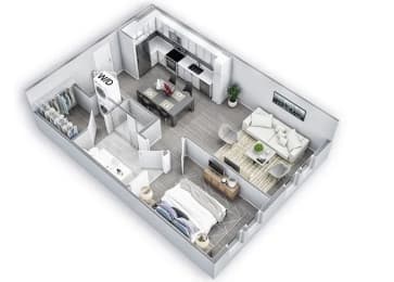 1 Bed 1 Bath Floor Plan | 736 Sq. Ft. at Lyric at Norton Commons Apartments, Kentucky, 40059