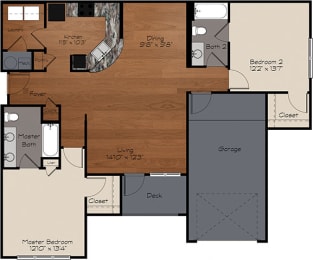B3 Floor Plan  at Enclave at Bailes Ridge Apartment Homes, Indian Land, South Carolina