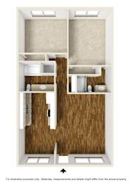  Floor Plan 2 Bedrooms, 2 Bathroom Plan E