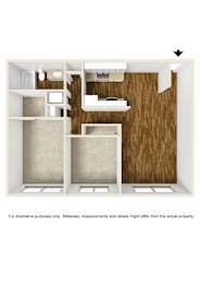  Floor Plan 2 Bedrooms, 1 Bathrooms Plan H