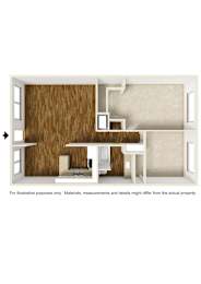  Floor Plan 2 Bedrooms, 1 Bathroom Plan B