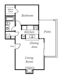  Floor Plan 1 Bedroom, 1 Bathroom Flat A2