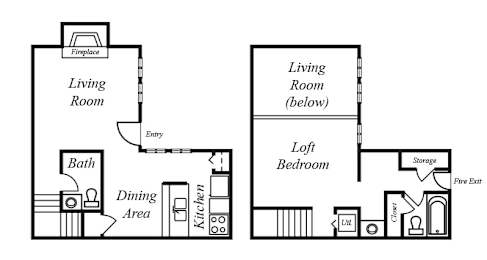  Floor Plan 1 Bedroom, 1.5 Bathrooms A3S