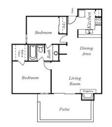  Floor Plan 2 Bedroom, 1 Bathroom Flat Study A4A
