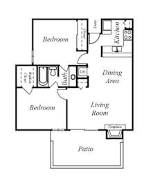  Floor Plan 2 Bedroom, 1 Bathroom A4B