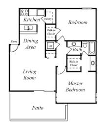 Floor Plan 2 Bedroom, 1 Bathroom Flat B2