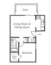  Floor Plan 1 Bedroom, 1 Bathroom A1A