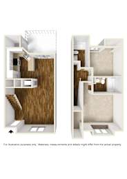  Floor Plan 2 Bedrooms, 2 Bathrooms Plan C