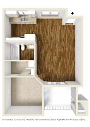  Floor Plan 1 Bedroom, 1 Bathroom Plan C