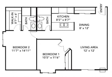 B2 Floor Plan at Hamlet Apartments, Iowa
