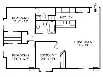 C1 Floor Plan at Hamlet Apartments, Iowa, 50265