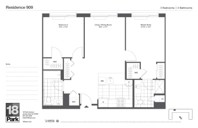  Floor Plan 2 bed 2 bath