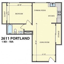  Floor Plan 1 Bedroom