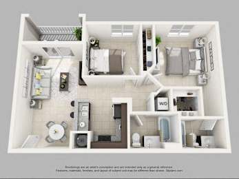  Floor Plan 2 Bedroom 2 Bath