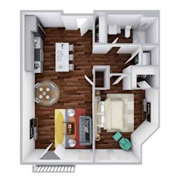  Floor Plan 1 Bedroom, 1 Bathroom