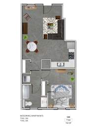Floor Plan  1 Bedroom Townhome/Flat