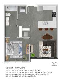 Floor Plan  1 Bedroom Apartment