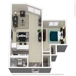  Floor Plan 1 Bedroom, 1 Bathroom A
