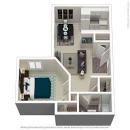  Floor Plan 1 Bedroom, 1 Bathroom B