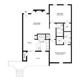 2 Bedroom Floor Plan | 1,024 Sq. Ft. at Bradford Pointe, Georgia, 30909