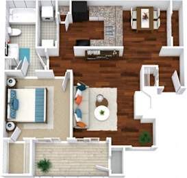 The Polo Floor Plan | 750 Sq. Ft. at The Colony at South Park, Aiken, SC